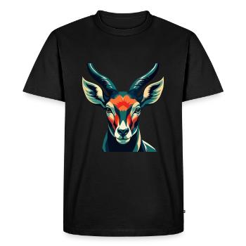 Antelope Cartoon Character Colorful Pet Animal - Men's Premium Organic T-Shirt - black - Front - Nico (187cm)