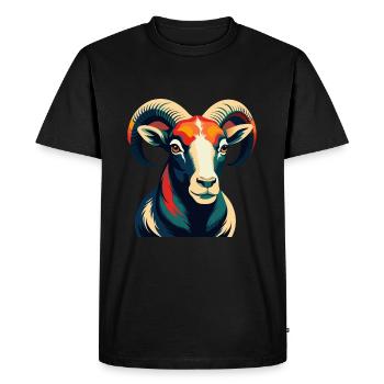 Ram Cartoon Character Colorful Pet Animal - Men's Premium Organic T-Shirt - black - Front - Nico (187cm)