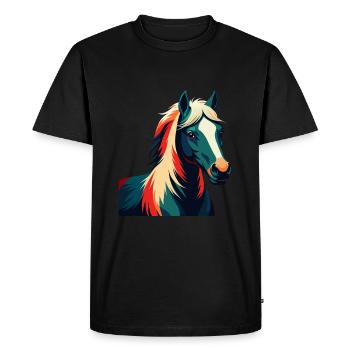 Pony Cartoon Character Colorful Pet Animal - Men's Premium Organic T-Shirt - black - Front - Nico (187cm)