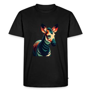 Okapi Cartoon Character Colorful Pet Animal - Men's Premium Organic T-Shirt - black - Front - Nico (187cm)