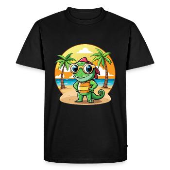 Chameleon Funny Cartoon Summer Beach Sunglasses - Men's Premium Organic T-Shirt - black - Front - Nico (187cm)