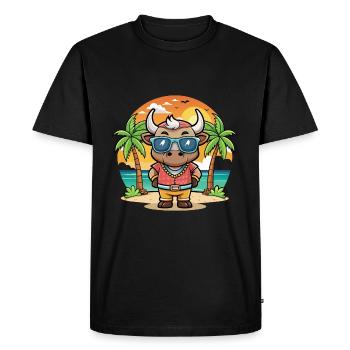 Bull Funny Cartoon Lunettes de soleil de plage d’été - T-shirt Premium bio Homme - noir - Devant - Nico (187cm)