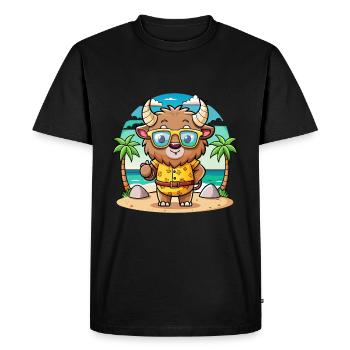 Bison Funny Cartoon Summer Beach Sunglasses - Men's Premium Organic T-Shirt - black - Front - Nico (187cm)