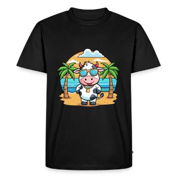 Lunettes de soleil de plage d’été de dessin animé drôle de vache - T-shirt Premium bio Homme - noir - Devant - Nico (187cm)