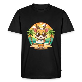 Lunettes de soleil de plage d’été de dessin animé drôle de cerf - T-shirt Premium bio Homme - noir - Devant - Nico (187cm)