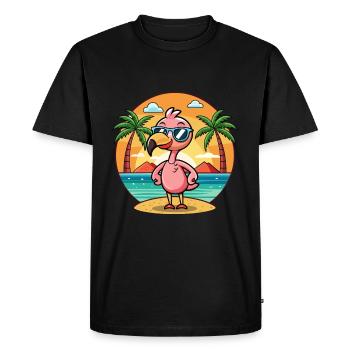 Flamingo Funny Cartoon Lunettes de soleil de plage d’été - T-shirt Premium bio Homme - noir - Devant - Nico (187cm)