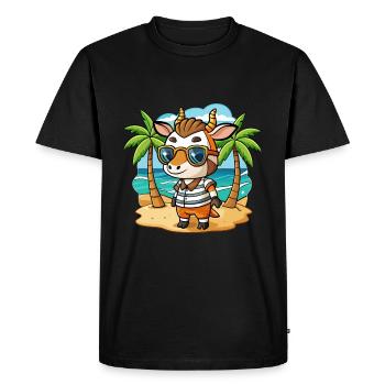 Okapi Funny Cartoon Summer Beach Sunglasses - Men's Premium Organic T-Shirt - black - Front - Nico (187cm)