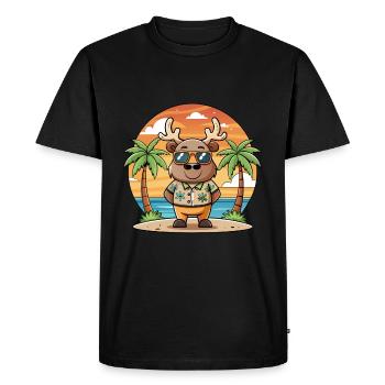 Lunettes de soleil de plage d’été de dessin animé drôle d’orignal - T-shirt Premium bio Homme - noir - Devant - Nico (187cm)