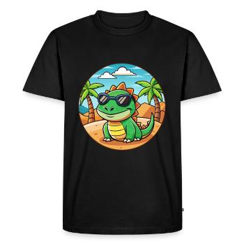 Lunettes de soleil de plage d’été de dessin animé drôle de lézard - T-shirt Premium bio Homme - noir - Devant - Nico (187cm)