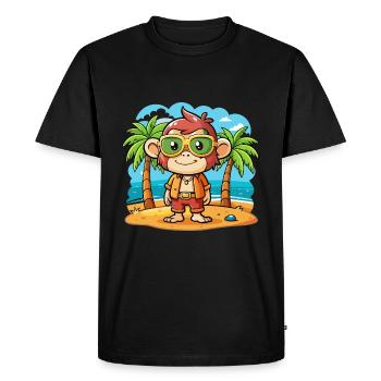 Monkey Funny Cartoon Summer Beach Sunglasses - Men's Premium Organic T-Shirt - black - Front - Nico (187cm)
