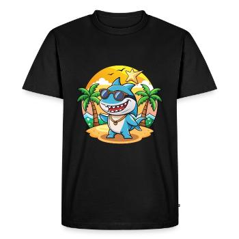 Shark Funny Cartoon Summer Beach Sunglasses - Men's Premium Organic T-Shirt - black - Front - Nico (187cm)