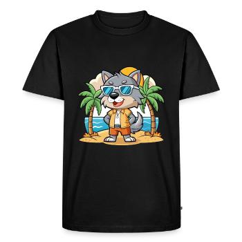 Lunettes de soleil de plage d’été de dessin animé drôle de loup - T-shirt Premium bio Homme - noir - Devant - Nico (187cm)