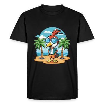 Woodpecker Funny Cartoon Summer Beach Sunglasses - Men's Premium Organic T-Shirt - black - Front - Nico (187cm)