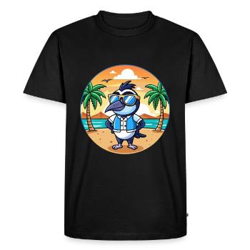 Magpie Funny Cartoon Summer Beach Sunglasses - Men's Premium Organic T-Shirt - black - Front - Nico (187cm)