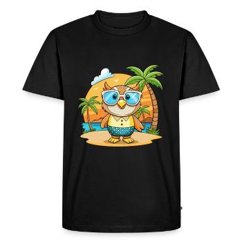 Owl Funny Cartoon Summer Beach Sunglasses - Men's Premium Organic T-Shirt - black - Front - Nico (187cm)