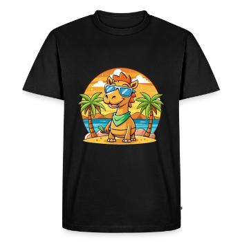 Lunettes de soleil de plage d’été de dessin animé drôle de chameau - T-shirt Premium bio Homme - noir - Devant - Nico (187cm)