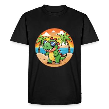 Dinosaur Funny Cartoon Summer Beach Sunglasses - Men's Premium Organic T-Shirt - black - Front - Nico (187cm)