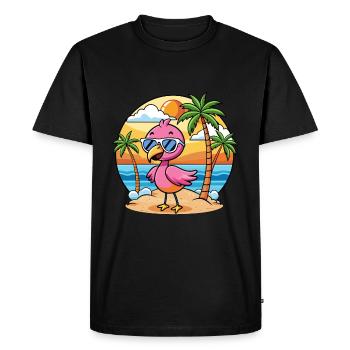 Flamingo Funny Cartoon Lunettes de soleil de plage d’été - T-shirt Premium bio Homme - noir - Devant - Nico (187cm)