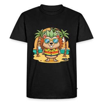 Hérisson Drôle Dessin Animé Plage De Plage Lunettes De Soleil - T-shirt Premium bio Homme - noir - Devant - Nico (187cm)