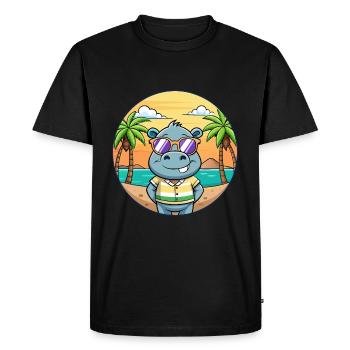 Hippo drôle dessin animé d’été lunettes de soleil de plage - T-shirt Premium bio Homme - noir - Devant - Nico (187cm)