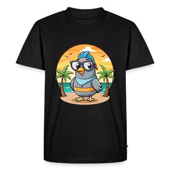 Pigeon Funny Cartoon Summer Beach Sunglasses - Men's Premium Organic T-Shirt - black - Front - Nico (187cm)