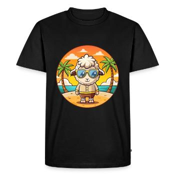 Sheep Funny Cartoon Summer Beach Sunglasses - Men's Premium Organic T-Shirt - black - Front - Nico (187cm)