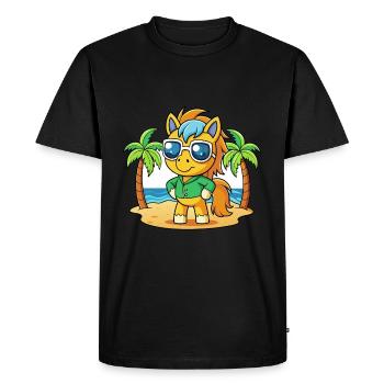 Lunettes de soleil de plage d’été de dessin animé drôle de poney - T-shirt Premium bio Homme - noir - Devant - Nico (187cm)