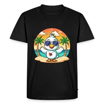 Lunettes de soleil de plage d’été de dessin animé drôle de cygne - T-shirt Premium bio Homme - noir - Devant - Nico (187cm)