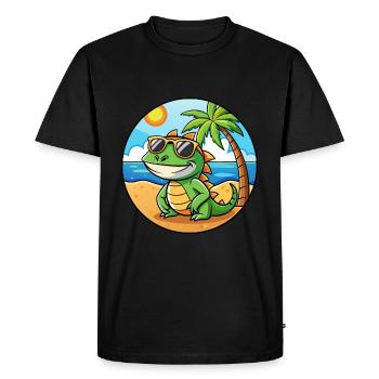 Lunettes de soleil de plage d’été de dessin animé drôle de lézard - T-shirt Premium bio Homme - noir - Devant - Nico (187cm)