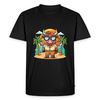 Bull Funny Cartoon Lunettes de soleil de plage d’été - T-shirt Premium bio Homme - noir - Devant - Nico (187cm)