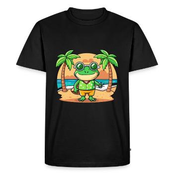 Lunettes de soleil de plage d’été de dessin animé drôle de grenouille - T-shirt Premium bio Homme - noir - Devant - Nico (187cm)