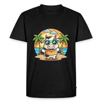 Lunettes de soleil de plage d’été de dessin animé drôle de vache - T-shirt Premium bio Homme - noir - Devant - Nico (187cm)