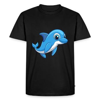 Dauphin Mignon Mascotte Personnage De Dessin Animé Kawaii - T-shirt Premium bio Homme - noir - Devant - Nico (187cm)