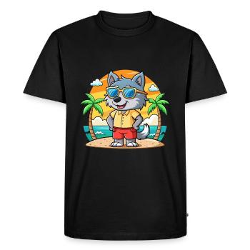 Lunettes de soleil de plage d’été de dessin animé drôle de loup - T-shirt Premium bio Homme - noir - Devant - Nico (187cm)