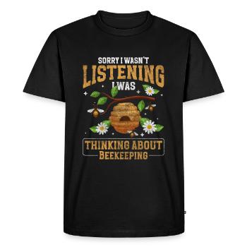 Apiculteur Nature Stinger - T-shirt Premium bio Homme - noir - Devant - Nico (187cm)