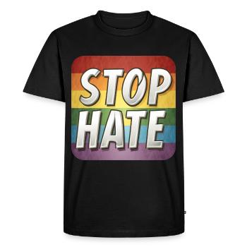 LGBTQ Stop Hate - Men's Premium Organic T-Shirt - black - Front - Nico (187cm)