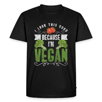 Véganisme Véganisme Nature Éthique - T-shirt Premium bio Homme - noir - Devant - Nico (187cm)