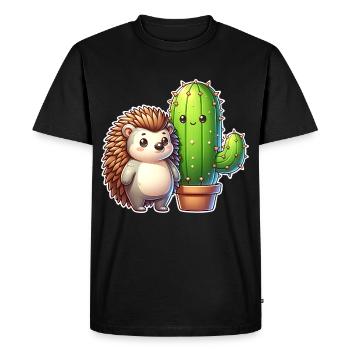 Hedgehog Cactus - Men's Premium Organic T-Shirt - black - Front - Nico (187cm)