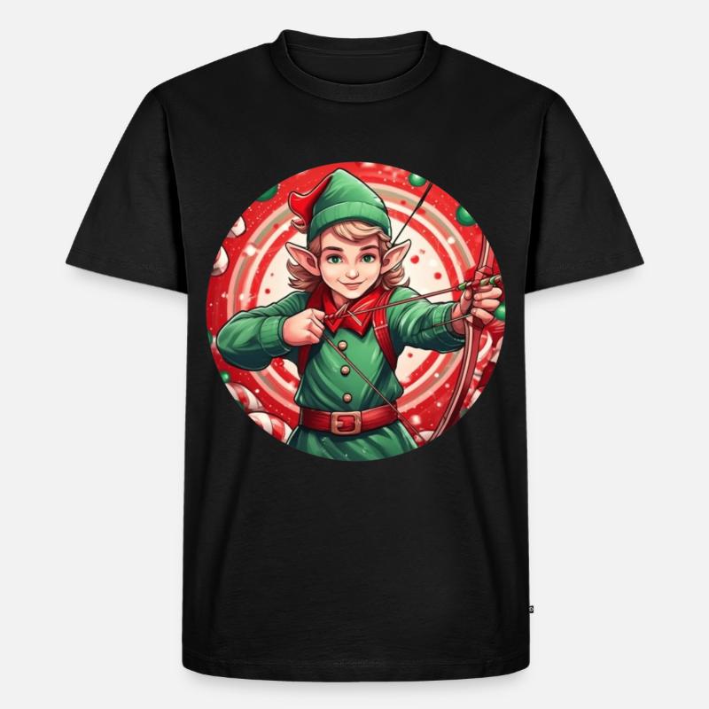 Weihnachtself Bogenschießen - Männer Premium Bio T-Shirt - Schwarz