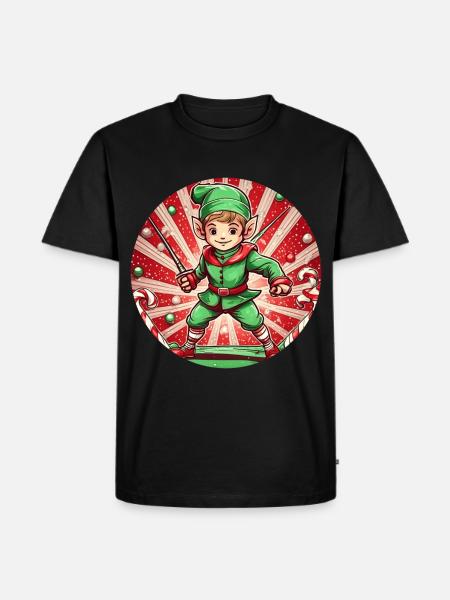 Christmas Elf Fencing - Men's Premium Organic T-Shirt - black