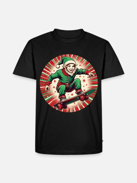 Christmas Elf Skateboarding - Men's Premium Organic T-Shirt - black