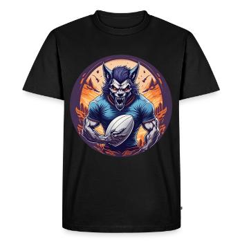 Gruseliges Halloween-partykostüm Werwolf Rugby - T-shirt Premium bio Homme - noir - Devant - Nico (187cm)
