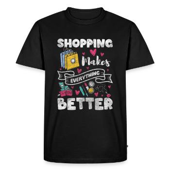 Shopping Money Addicted Centre commercial - T-shirt Premium bio Homme - noir - Devant - Nico (187cm)