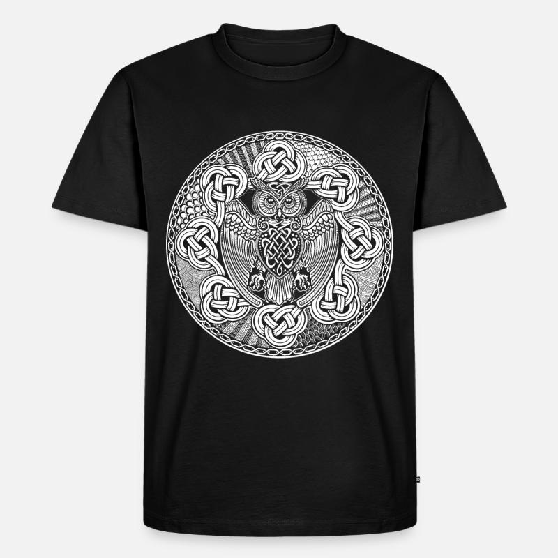 Eule Wikinger - Männer Premium Bio T-Shirt - Schwarz