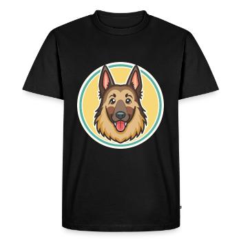 Belgian Sheepdog Dog Breed Cartoon Kawaii Clipart - Men's Premium Organic T-Shirt - black - Front - Nico (187cm)