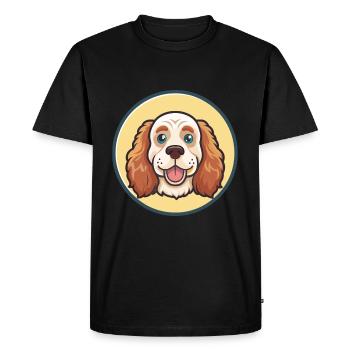 Clumber Spaniel Chien Race Dessin animé Kawaii Clipart - T-shirt Premium bio Homme - noir - Devant - Nico (187cm)