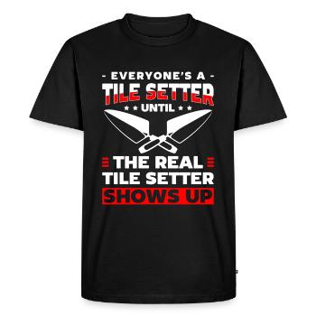 Tuileur Ouvrier du bâtiment Céramique - T-shirt Premium bio Homme - noir - Devant - Nico (187cm)