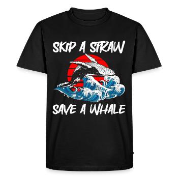 Plongeur baleine bleue d’eau de mer - T-shirt Premium bio Homme - noir - Devant - Nico (187cm)