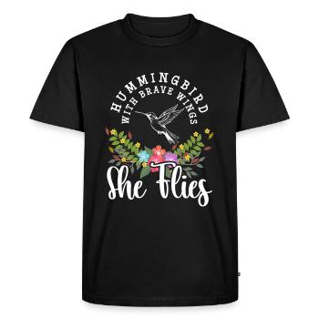 Oiseaux Vol Magie Vie - T-shirt Premium bio Homme - noir - Devant - Nico (187cm)