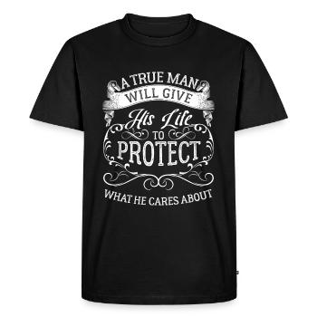 Men's Holiday Husband Masculine - Men's Premium Organic T-Shirt - black - Front - Nico (187cm)